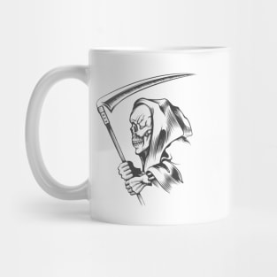 Skull in a Hood with Scythe Mug